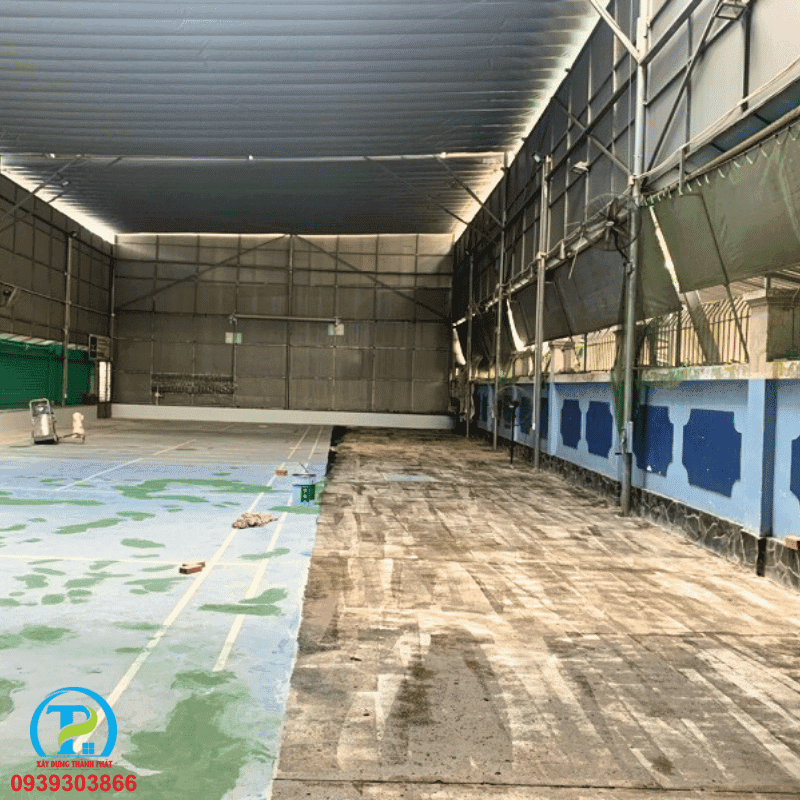 nhà thầu thi công sơn nhà thi đấu đa năng ở long an