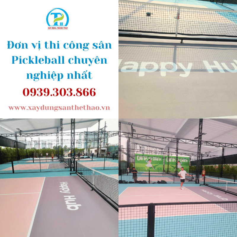 thi công sân pickleball ngoài trời chất lượng